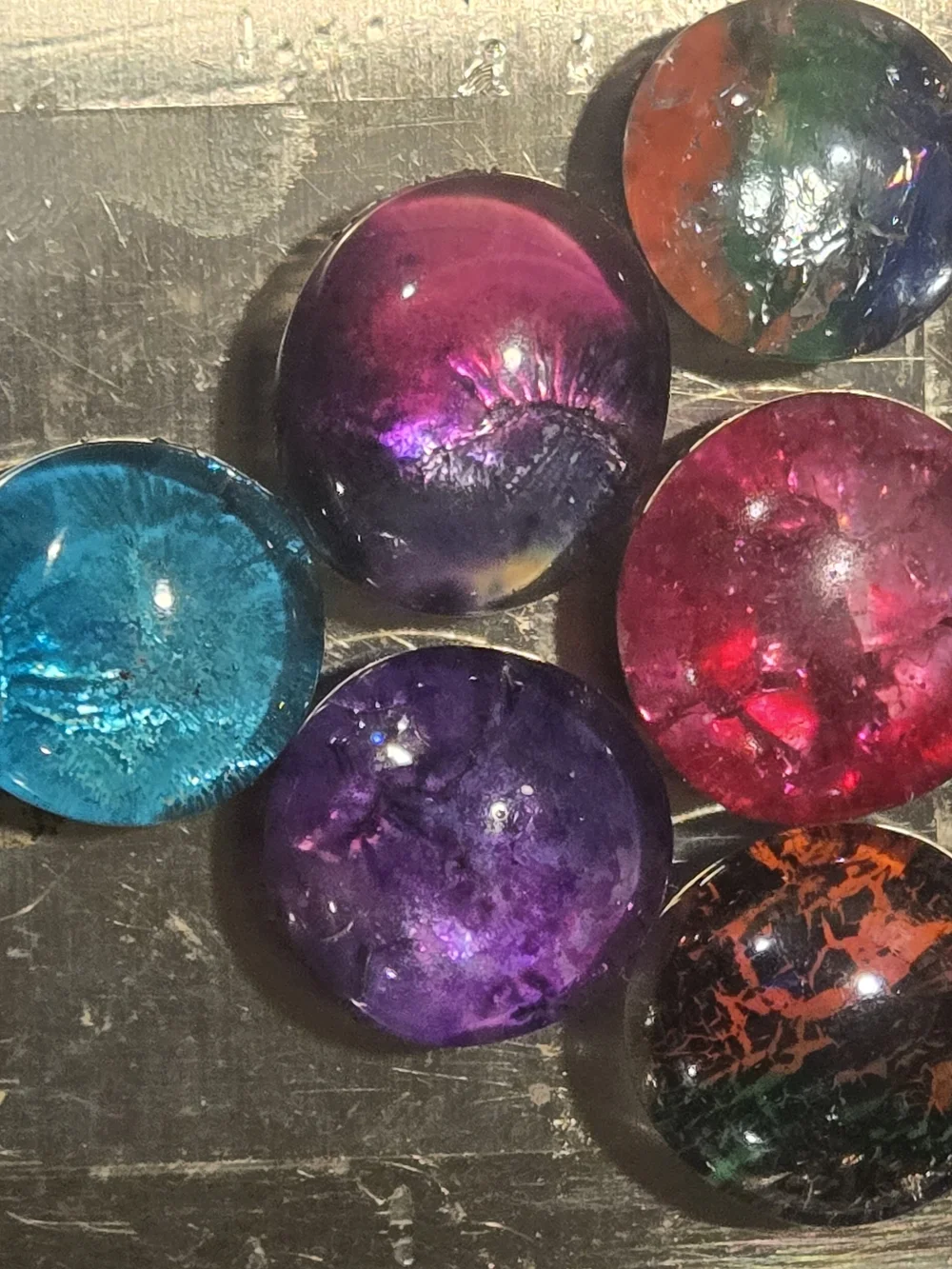 Handmade Colorful Glass Magnets- Set Of 6